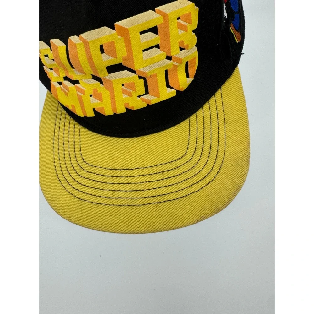 Nintendo Super Mario Hat Cap Boys Black Yellow‎ Embroidered Snapback Hat